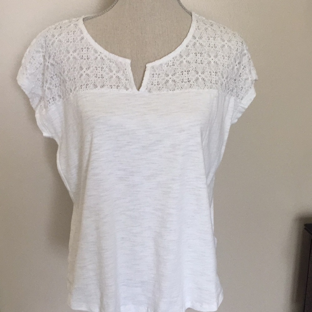 CHAPS L/XL lace yoke top